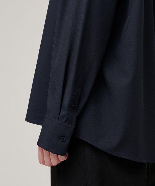 MUSINSA STANDARD WOMAN MUSINSA STANDARD WOMAN Women's Oversized Silky Shirt Dark Navy