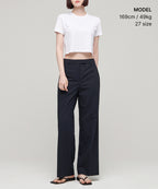 MUSINSA STANDARD WOMAN MUSINSA STANDARD WOMAN Slacks Wide Hidden Banding [Navy]