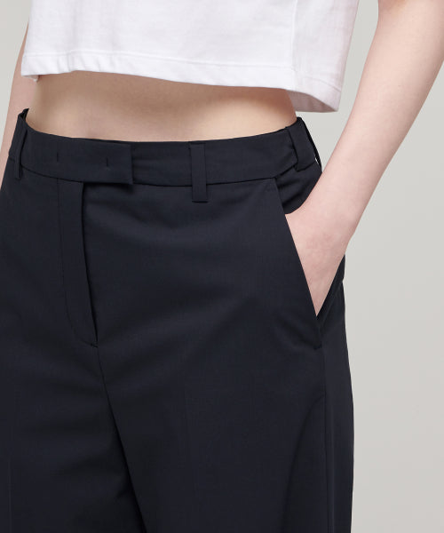 MUSINSA STANDARD WOMAN MUSINSA STANDARD WOMAN Slacks Wide Hidden Banding [Navy]