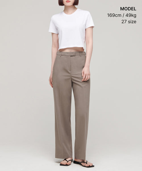 MUSINSA STANDARD WOMAN MUSINSA STANDARD WOMAN Slacks Wide Hidden Banding Dusty Beige