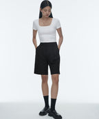 MUSINSA STANDARD WOMAN MUSINSA STANDARD WOMAN Women's Cotton Wide Bermuda Shorts (Black)