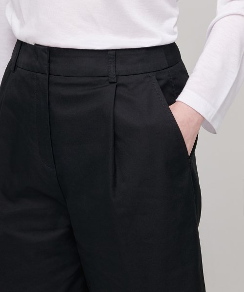 MUSINSA STANDARD WOMAN MUSINSA STANDARD WOMAN Women's Cotton Wide Bermuda Shorts (Black)