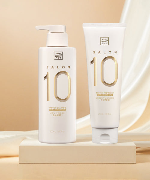 MISEENSCENE Salon 10 Protein Shampoo 500ml + Treatment 250ml SET (Damaged/Extremely Damaged Hair)