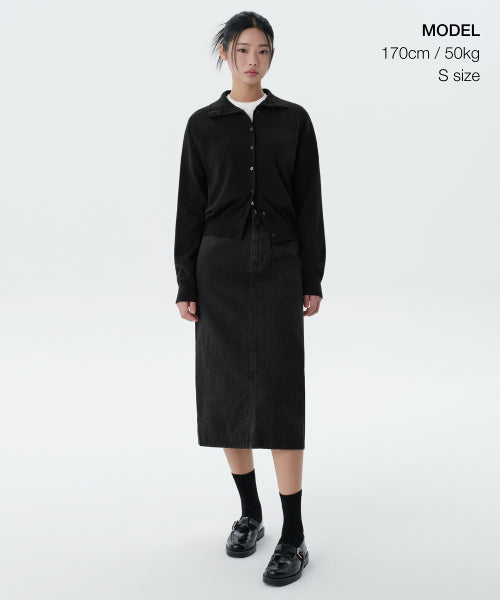 MUSINSA STANDARD WOMAN MUSINSA STANDARD WOMAN Women's Denim Midi Skirt (Washed Black)