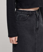 MUSINSA STANDARD WOMAN MUSINSA STANDARD WOMAN Women's Denim Midi Skirt (Washed Black)