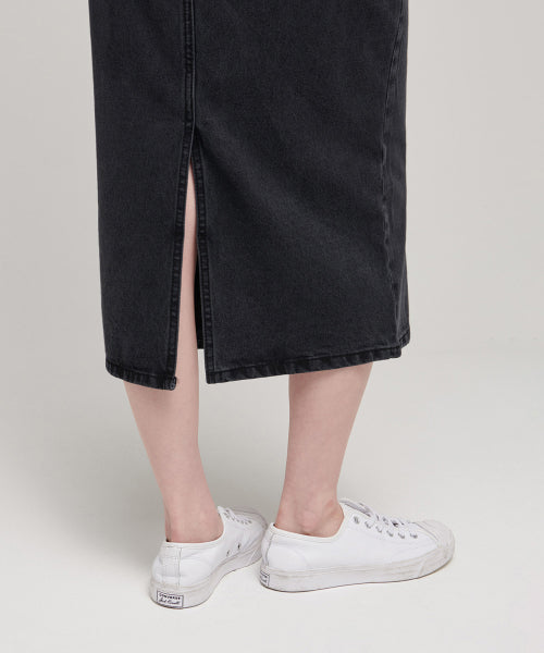 MUSINSA STANDARD WOMAN MUSINSA STANDARD WOMAN Women's Denim Midi Skirt (Washed Black)