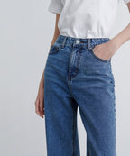 MUSINSA STANDARD WOMAN MUSINSA STANDARD WOMAN Denim Straight Pants [Medium Indigo]
