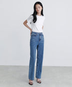 MUSINSA STANDARD WOMAN MUSINSA STANDARD WOMAN Denim Straight Pants [Medium Indigo]