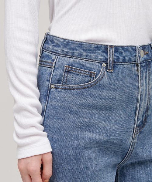 MUSINSA STANDARD WOMAN MUSINSA STANDARD WOMAN Denim Straight Pants [Medium Indigo]