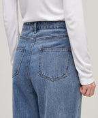 MUSINSA STANDARD WOMAN MUSINSA STANDARD WOMAN Denim Straight Pants [Medium Indigo]