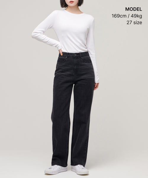 MUSINSA STANDARD WOMAN MUSINSA STANDARD WOMAN Women's Straight Denim Pants (Washed Black)