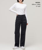 MUSINSA STANDARD WOMAN MUSINSA STANDARD WOMAN Women's Straight Denim Pants (Washed Black)