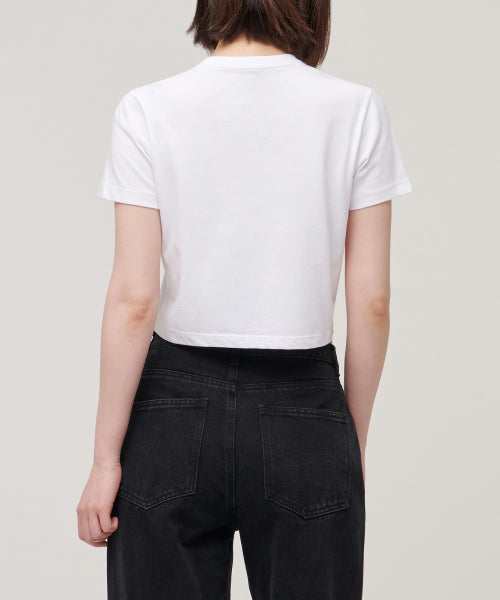 MUSINSA STANDARD WOMAN MUSINSA STANDARD WOMAN Crew Neck Crop T-Shirt (White)