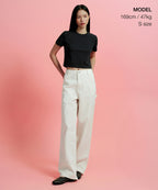 MUSINSA STANDARD WOMAN MUSINSA STANDARD WOMAN Crew Neck Crop T-Shirt Black