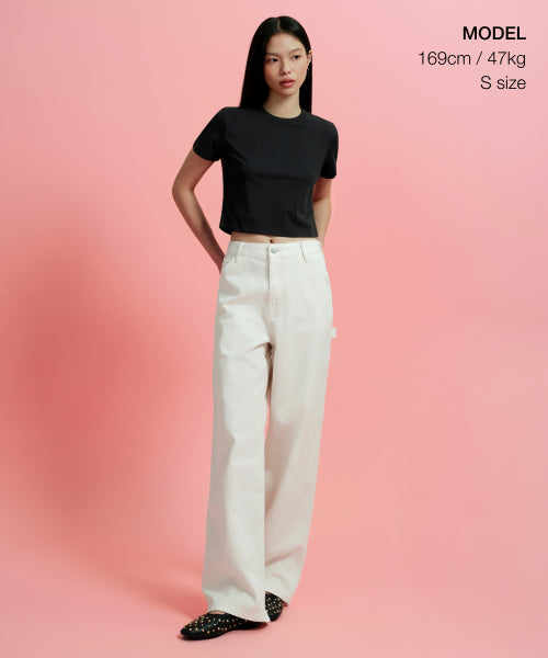 MUSINSA STANDARD WOMAN MUSINSA STANDARD WOMAN Crew Neck Crop T-Shirt Black