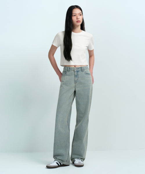 MUSINSA STANDARD WOMAN MUSINSA STANDARD WOMAN Crew Neck Crop T-Shirt Cream