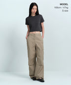 MUSINSA STANDARD WOMAN MUSINSA STANDARD WOMAN Crew Neck Crop T-Shirt (Dark Gray)
