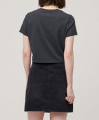 MUSINSA STANDARD WOMAN MUSINSA STANDARD WOMAN Crew Neck Crop T-Shirt (Dark Gray)
