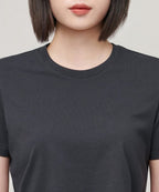 MUSINSA STANDARD WOMAN MUSINSA STANDARD WOMAN Crew Neck Crop T-Shirt (Dark Gray)