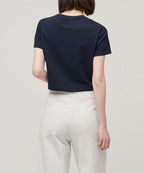 MUSINSA STANDARD WOMAN MUSINSA STANDARD WOMAN Crew Neck Crop T-Shirt Navy