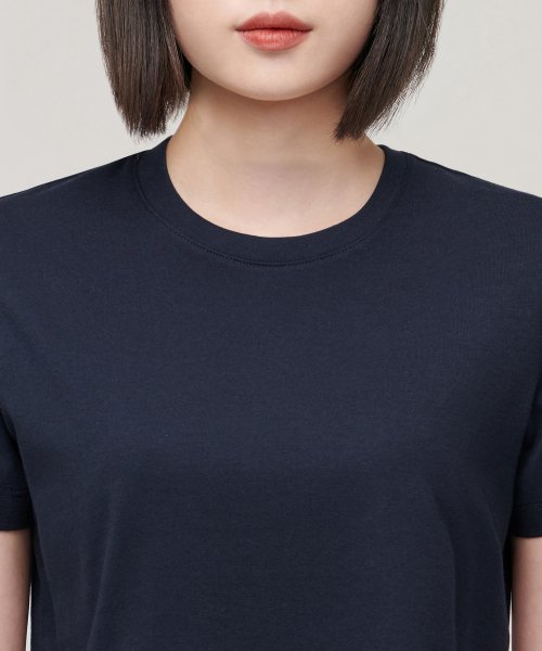 MUSINSA STANDARD WOMAN MUSINSA STANDARD WOMAN Crew Neck Crop T-Shirt Navy
