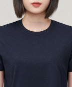 MUSINSA STANDARD WOMAN MUSINSA STANDARD WOMAN Crew Neck Crop T-Shirt Navy