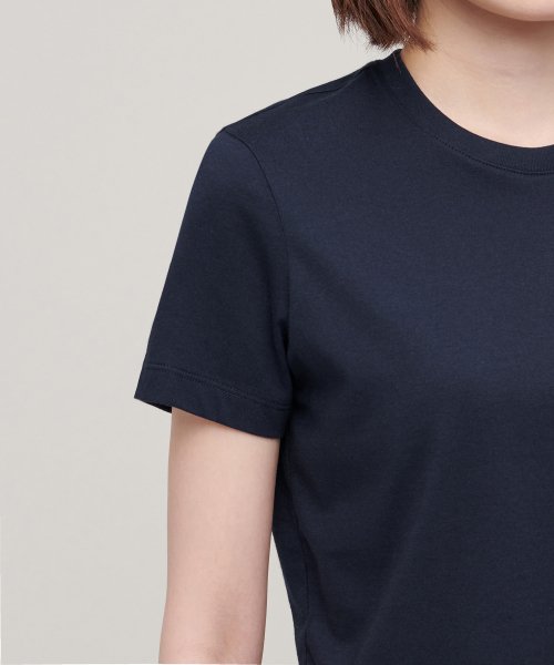 MUSINSA STANDARD WOMAN MUSINSA STANDARD WOMAN Crew Neck Crop T-Shirt Navy