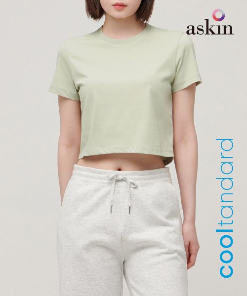MUSINSA STANDARD WOMAN MUSINSA STANDARD WOMAN Crew Neck Crop T-Shirt Pale Green