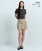 MUSINSA STANDARD WOMAN MUSINSA STANDARD WOMAN Crew Neck Crop T-Shirt (Dark Gray)