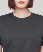 MUSINSA STANDARD WOMAN MUSINSA STANDARD WOMAN Crew Neck Crop T-Shirt (Dark Gray)