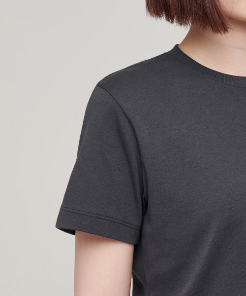 MUSINSA STANDARD WOMAN MUSINSA STANDARD WOMAN Crew Neck Crop T-Shirt (Dark Gray)