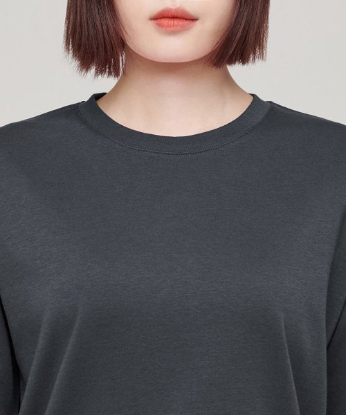 MUSINSA STANDARD WOMAN MUSINSA STANDARD WOMAN Relaxed Fit Crew Neck T-Shirt Dark Gray