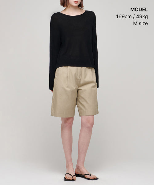 MUSINSA STANDARD WOMAN MUSINSA STANDARD WOMAN Women's Knitwear Boat Neck Sheer Knit [Black]