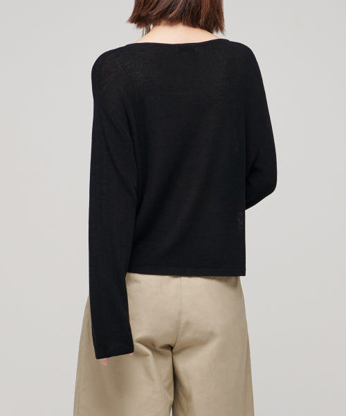 MUSINSA STANDARD WOMAN MUSINSA STANDARD WOMAN Women's Knitwear Boat Neck Sheer Knit [Black]