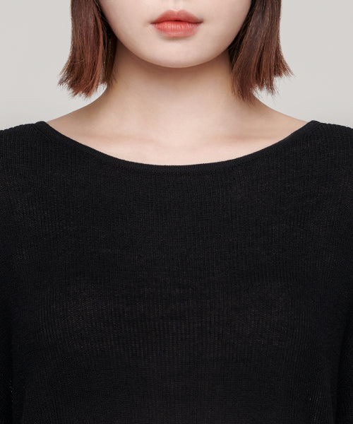 MUSINSA STANDARD WOMAN MUSINSA STANDARD WOMAN Women's Knitwear Boat Neck Sheer Knit [Black]