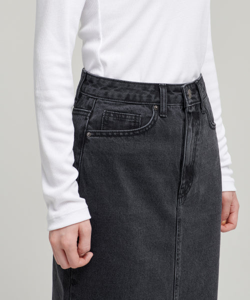 MUSINSA STANDARD WOMAN MUSINSA STANDARD WOMAN Women's Denim Long Skirt (Washed Black)