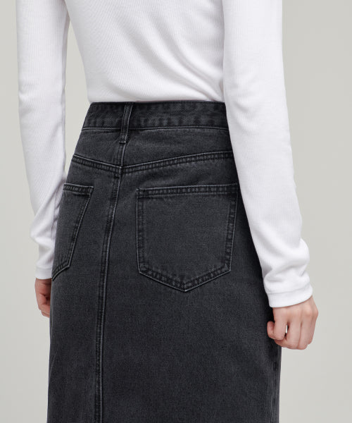 MUSINSA STANDARD WOMAN MUSINSA STANDARD WOMAN Women's Denim Long Skirt (Washed Black)