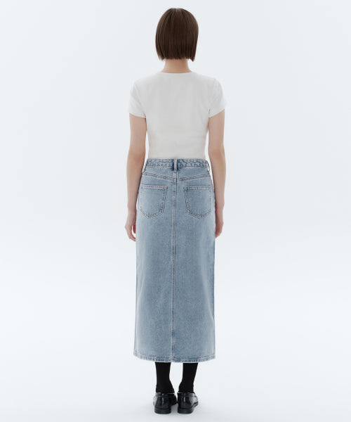 MUSINSA STANDARD WOMAN MUSINSA STANDARD WOMAN Denim Long Skirt Front Slit