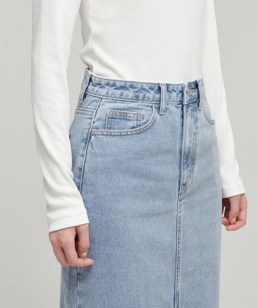 MUSINSA STANDARD WOMAN MUSINSA STANDARD WOMAN Denim Long Skirt Front Slit