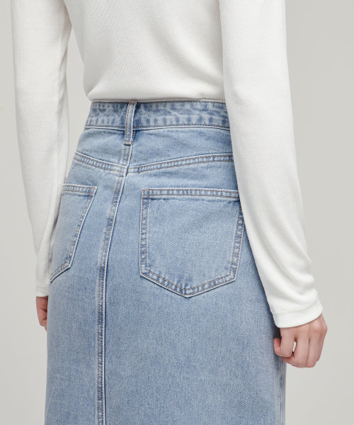 MUSINSA STANDARD WOMAN MUSINSA STANDARD WOMAN Denim Long Skirt Front Slit