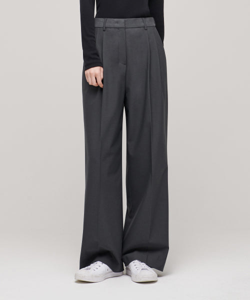 MUSINSA STANDARD WOMAN MUSINSA STANDARD WOMAN High Waist Wide Slacks (Gray)