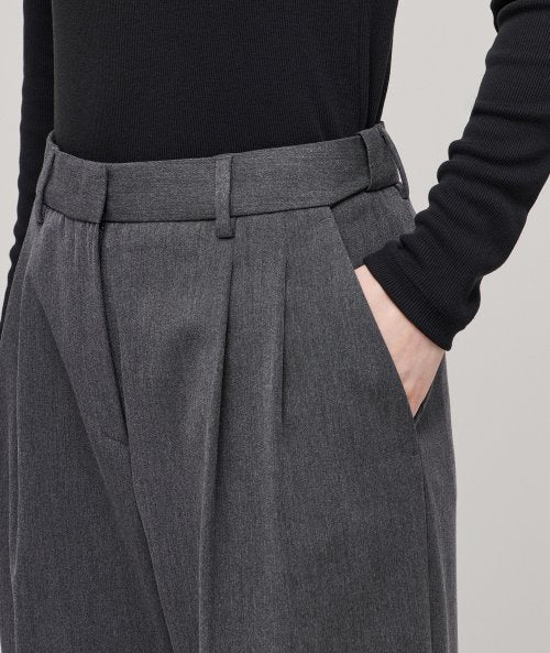 MUSINSA STANDARD WOMAN MUSINSA STANDARD WOMAN Slacks High Waist Wide [Medium Gray]