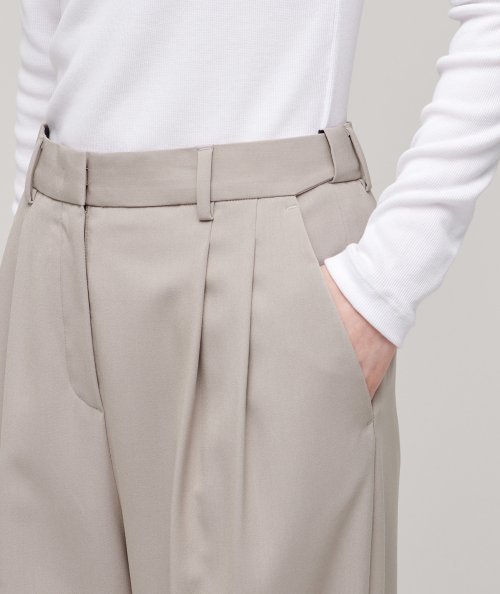 MUSINSA STANDARD WOMAN MUSINSA STANDARD WOMAN Women's High Waist Wide Slacks (Light Beige)