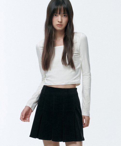 MUSINSA STANDARD WOMAN MUSINSA STANDARD WOMAN Women's Corduroy Pleated Mini Skirt (Black)