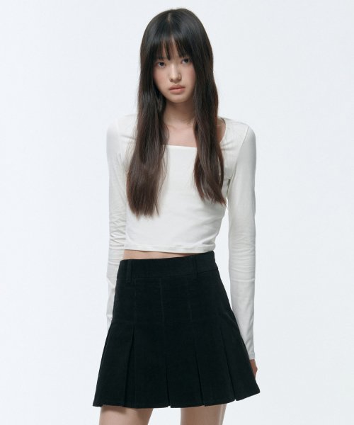 MUSINSA STANDARD WOMAN MUSINSA STANDARD WOMAN Women's Corduroy Pleated Mini Skirt (Black)