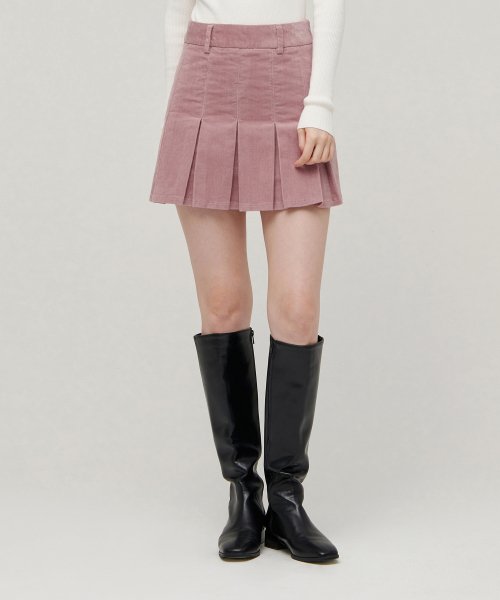 MUSINSA STANDARD WOMAN MUSINSA STANDARD WOMAN Women's Corduroy Pleated Mini Skirt [Pink]
