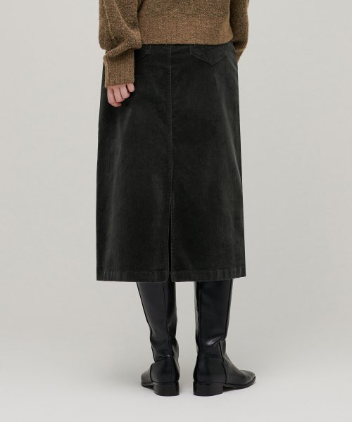 MUSINSA STANDARD WOMAN MUSINSA STANDARD WOMAN Corduroy Midi Skirt Dark Gray