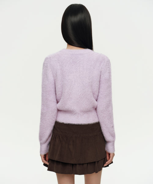 MUSINSA STANDARD WOMAN MUSINSA STANDARD WOMAN Women's Fuzzy Crew Neck Knit Lavender