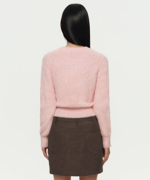 MUSINSA STANDARD WOMAN MUSINSA STANDARD WOMAN Women's Fuzzy Crew Neck Knit Indian Pink