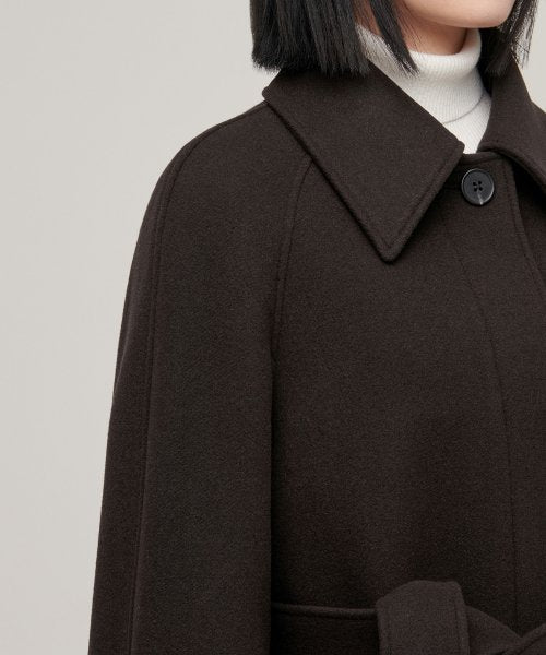 MUSINSA STANDARD WOMAN MUSINSA STANDARD WOMAN Coat Women's Cashmere Blend Balmacan Robe [Dark Brown]